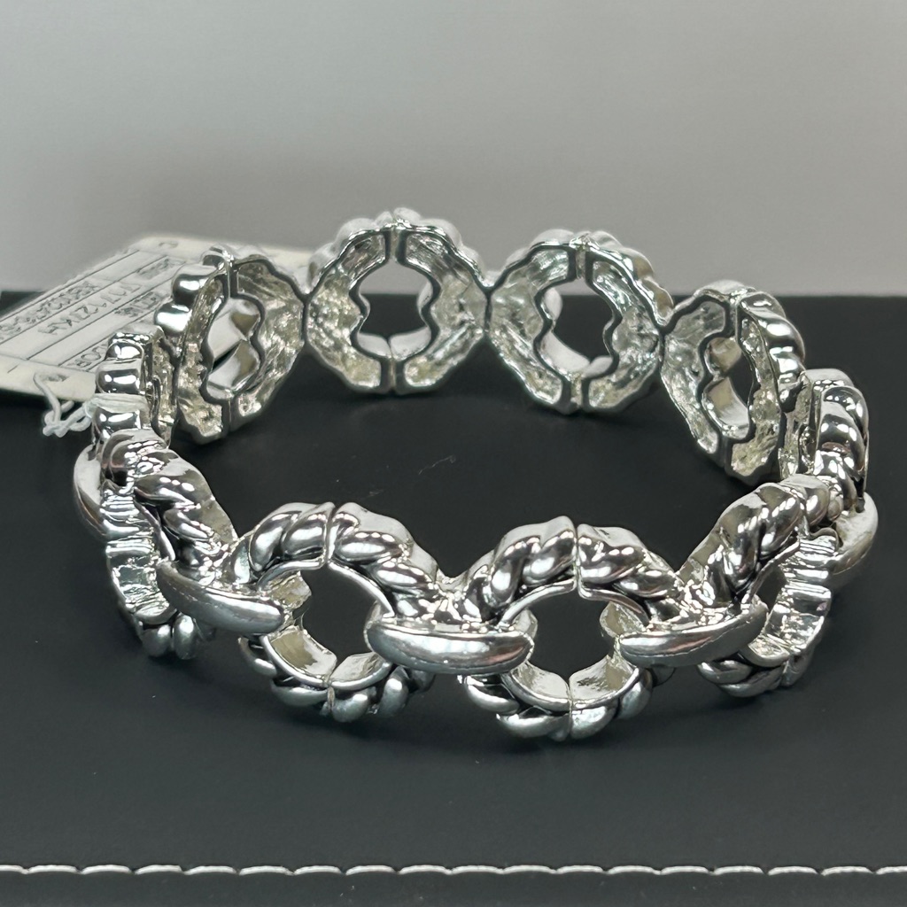 Classic Silver Rope Link Bracelet 12$